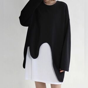 Digs Asymmetrical Black Sculptural Sweatshirt